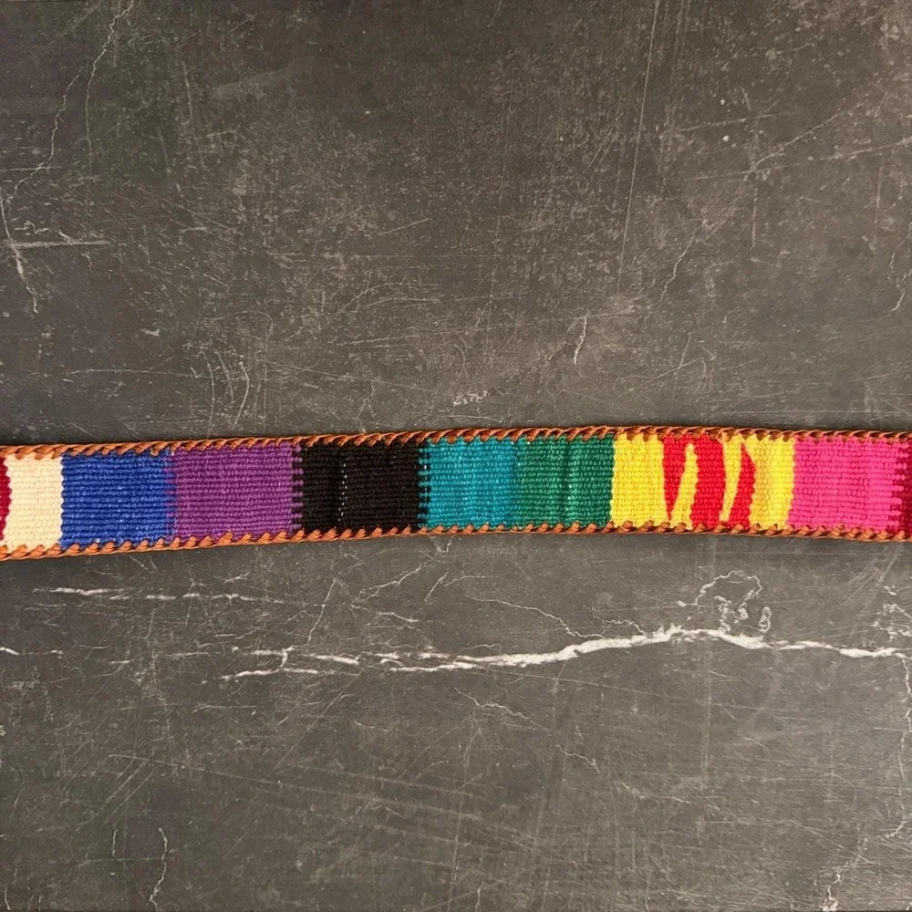 Womens‎ Jill Stuart Belt (Fits 28/29 Waist) Multi Color Woven Leather Whipstitch